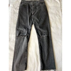 Monfrere Grayson Distressed Gris Black raw hem denim jeans men's size 30